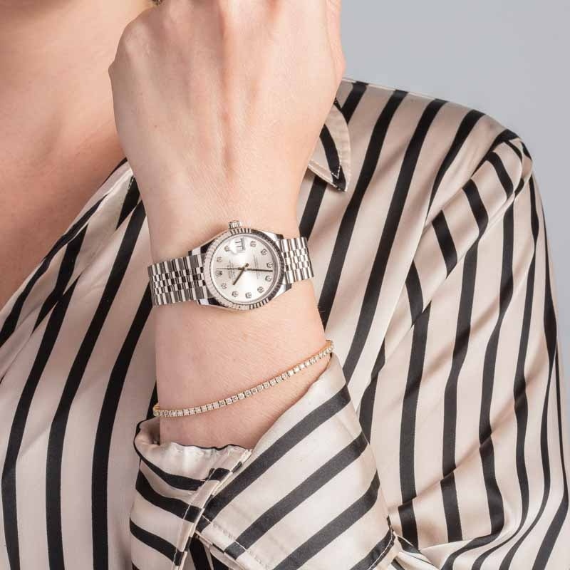 Ladies Rolex Datejust Ref 278274 Silver Diamond Dial - 5