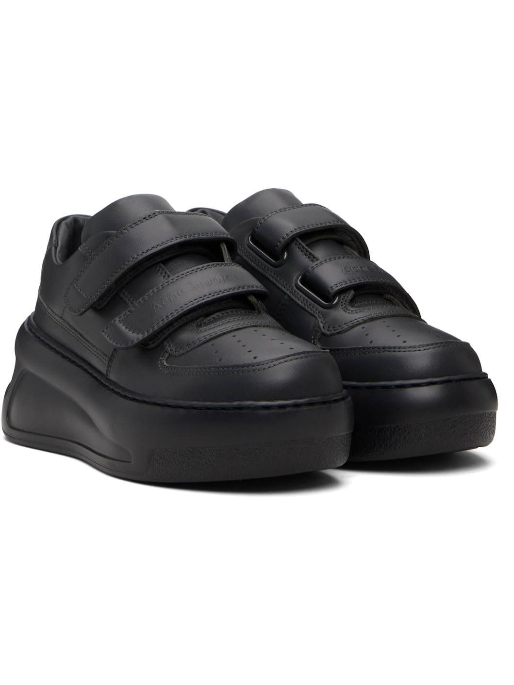 Gray Velcro Strap Platform Sneakers - 4