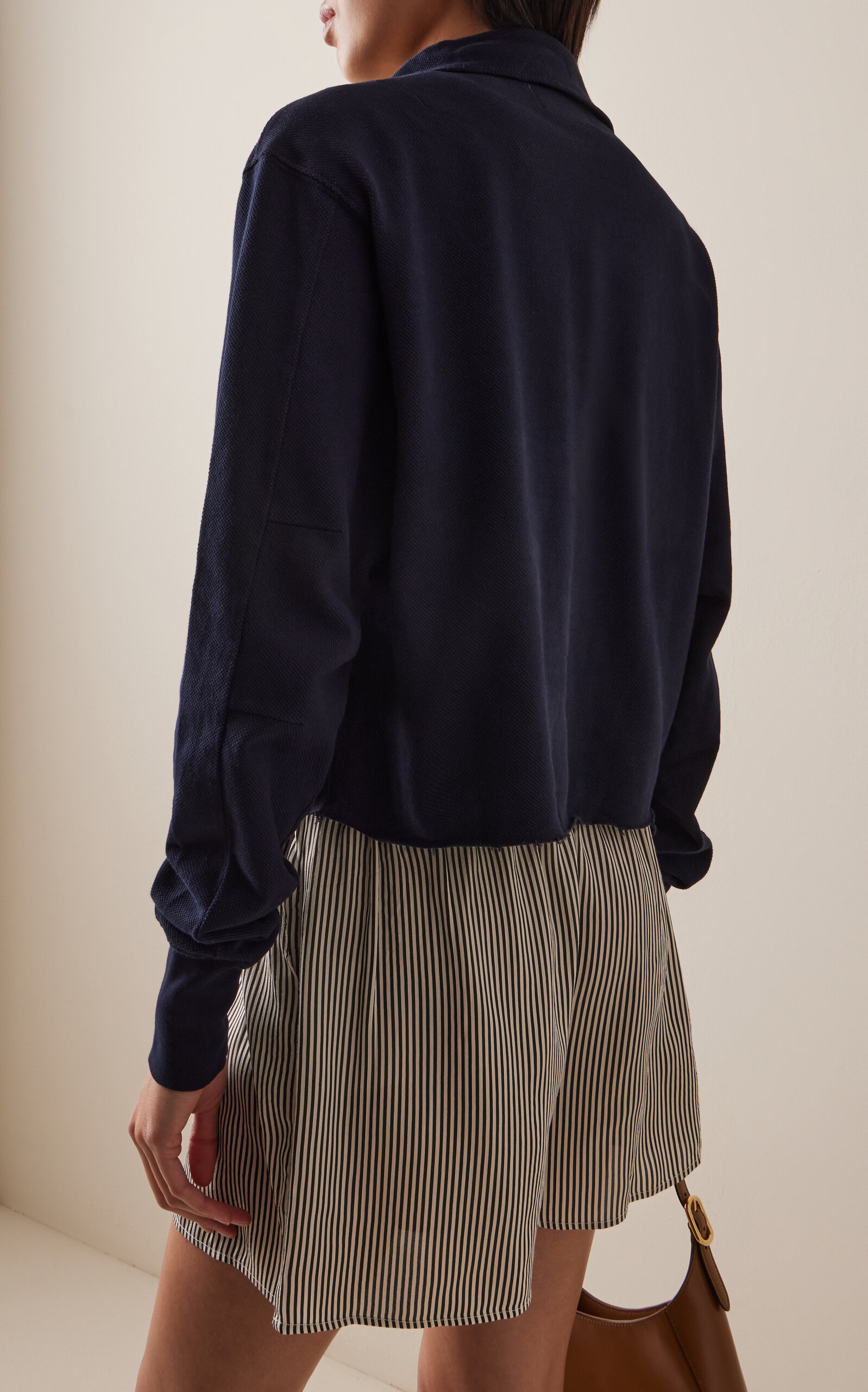 Haley Cropped Cotton Half-Zip Sweatshirt navy - 4
