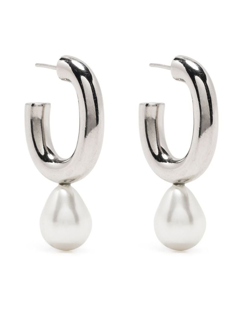 pearl-detail hoop earrings - 2