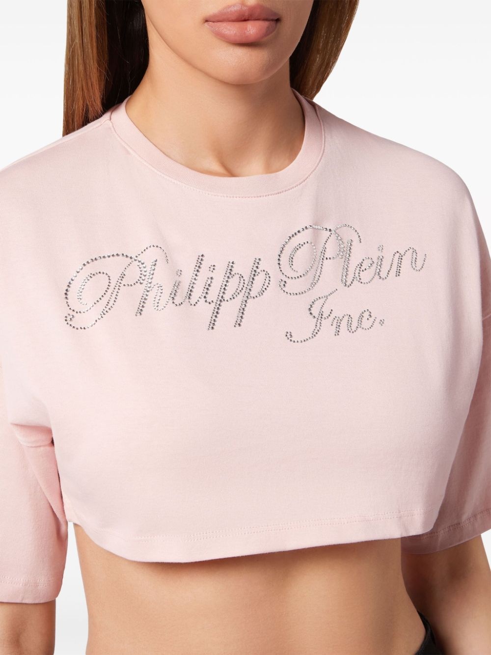 logo-embellished cropped T-shirt - 5