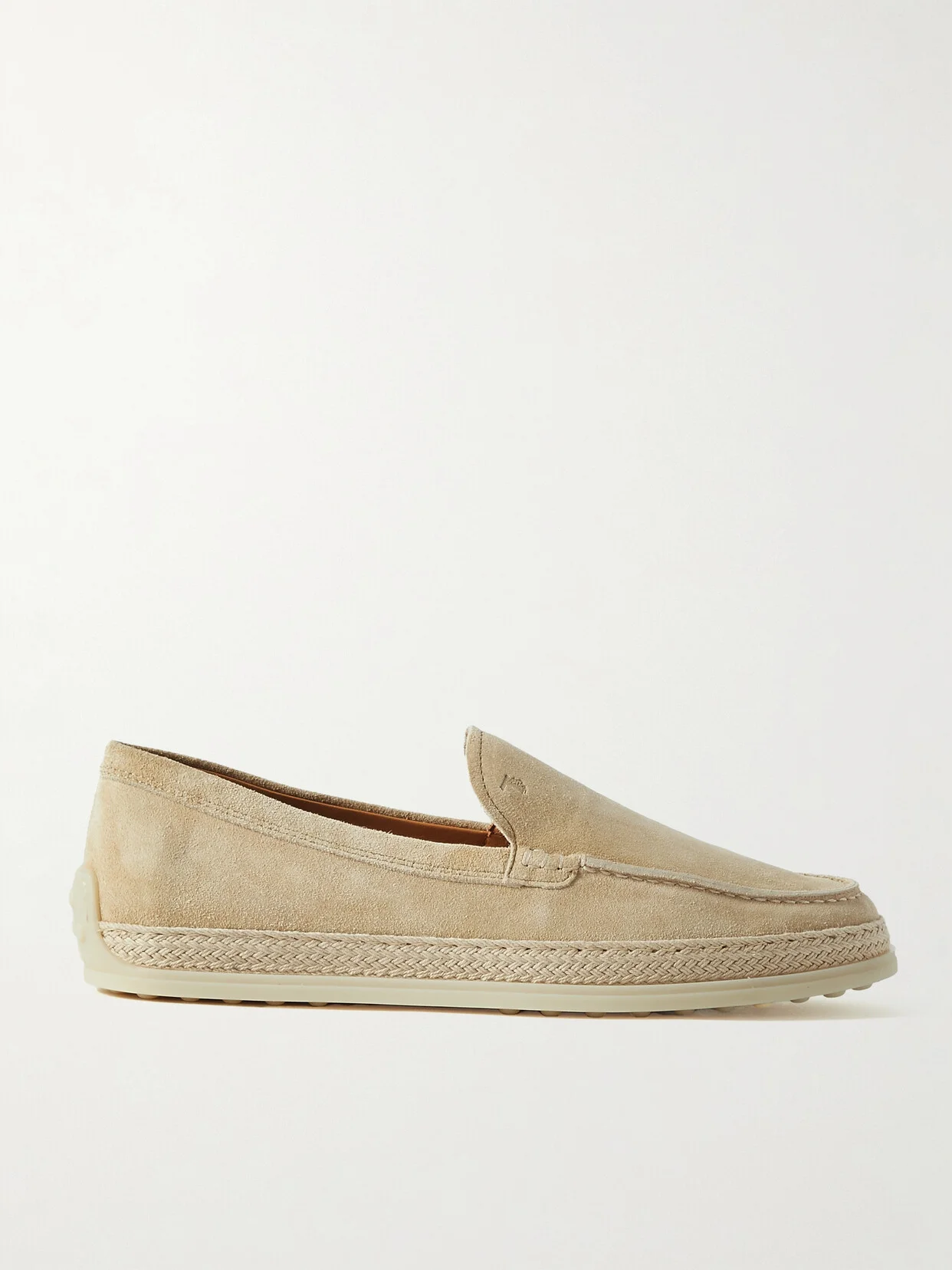 Raffia-trimmed Suede Loafers - 1