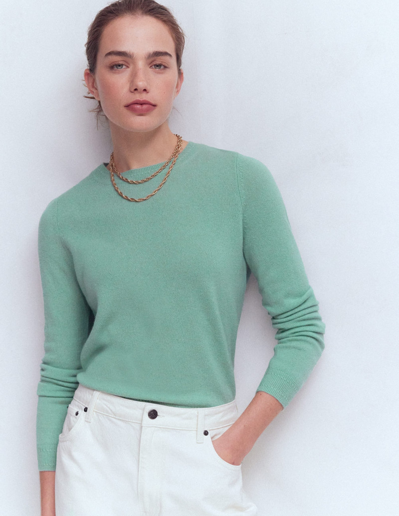 Eva Cashmere Crew Neck Sweater-Celadon Blue 5
