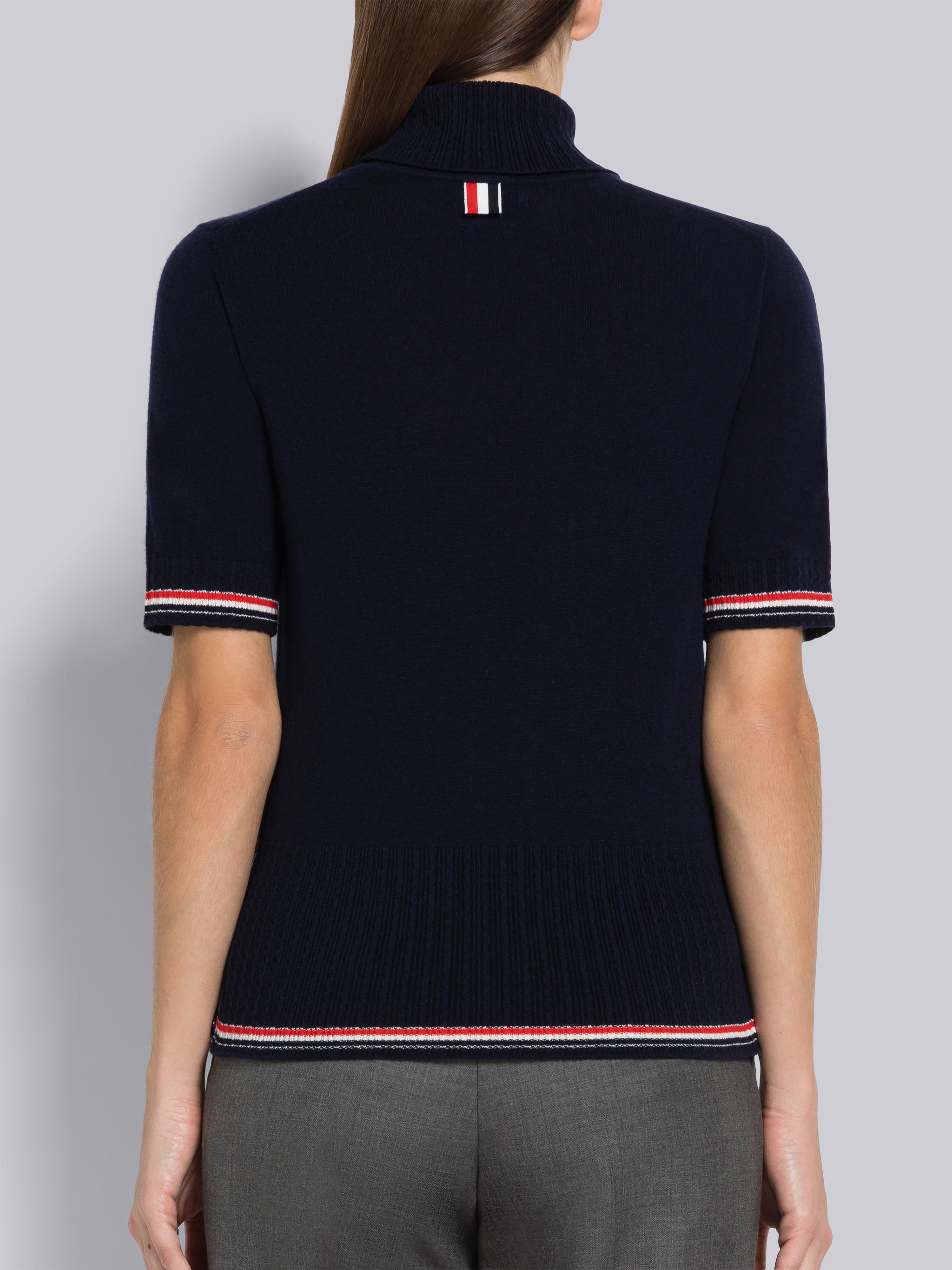 Baby Cable Fine Cashmere Short Sleeve Tipping Turtleneck - 3