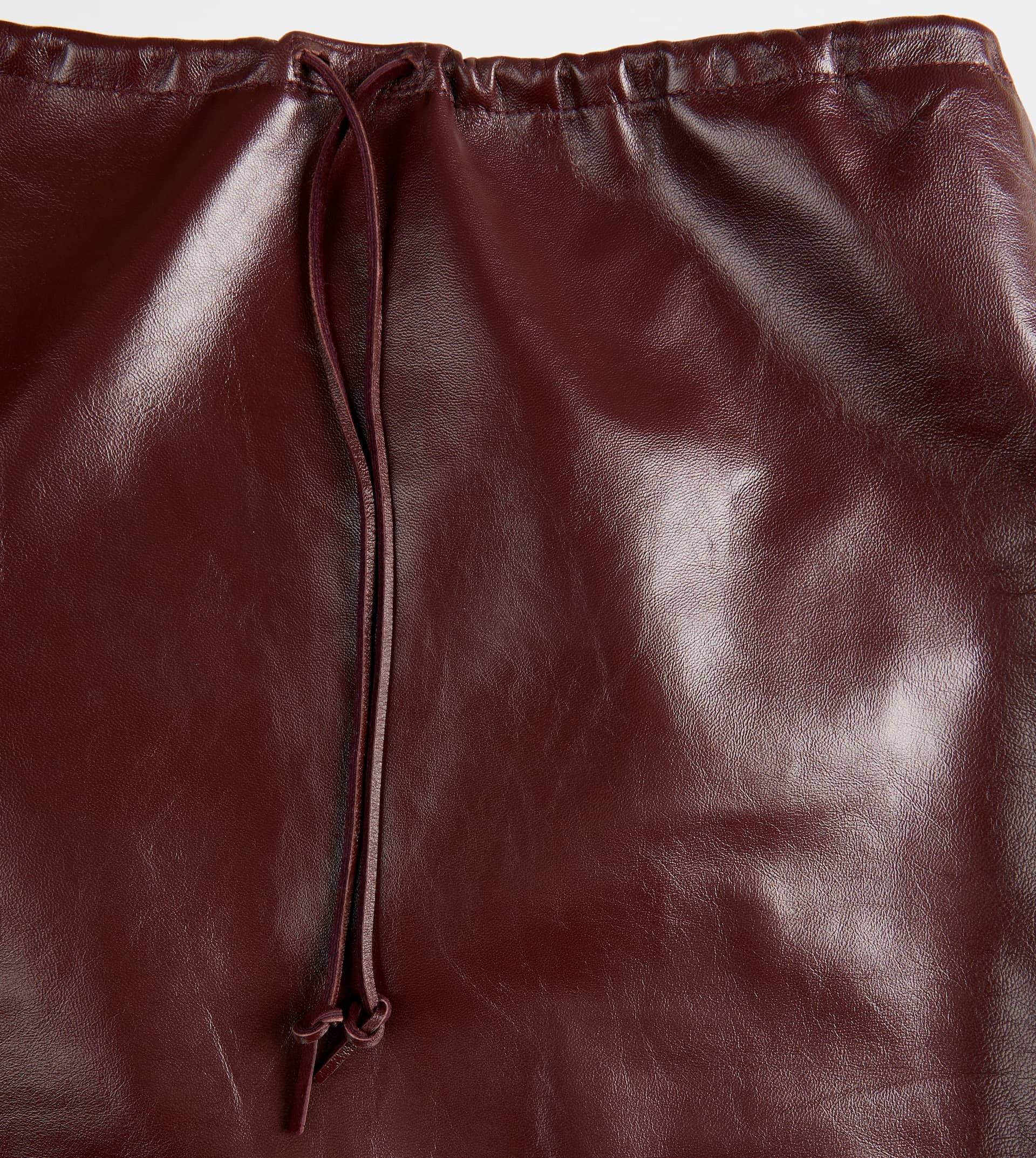 SKIRT IN LEATHER - BROWN - 8