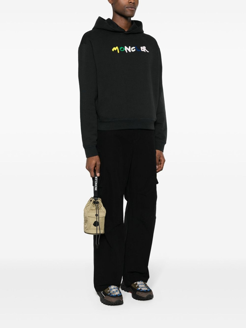 Moncler logo-patch mini bucket bag outlook