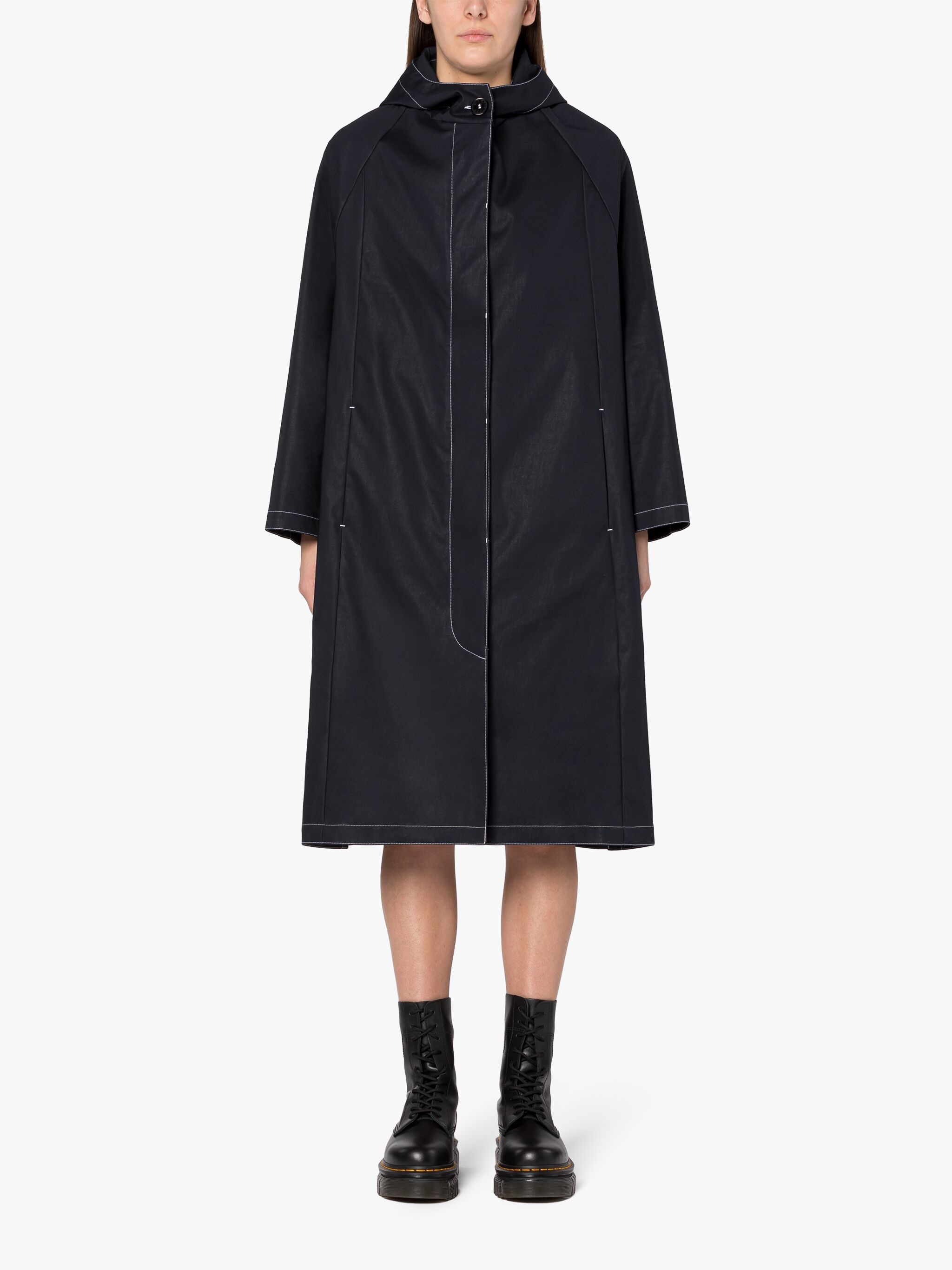 ALOE NAVY RAINTEC COTTON HOODED COAT - 3