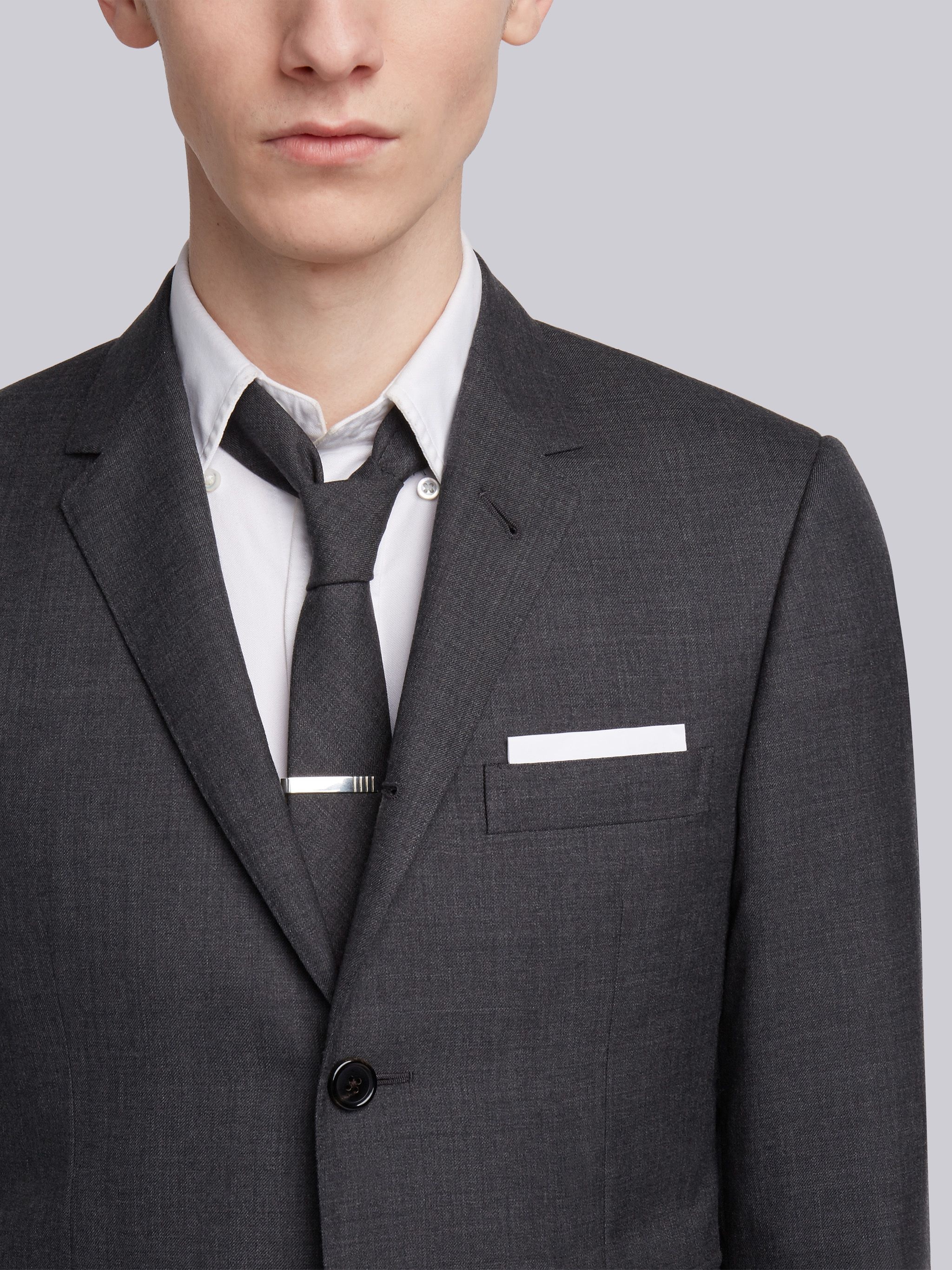 Dark Grey Super 120's Wool Twill Classic Suit and Tie - 5