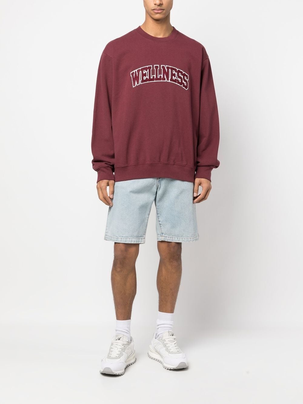letter-patch cotton jumper - 3