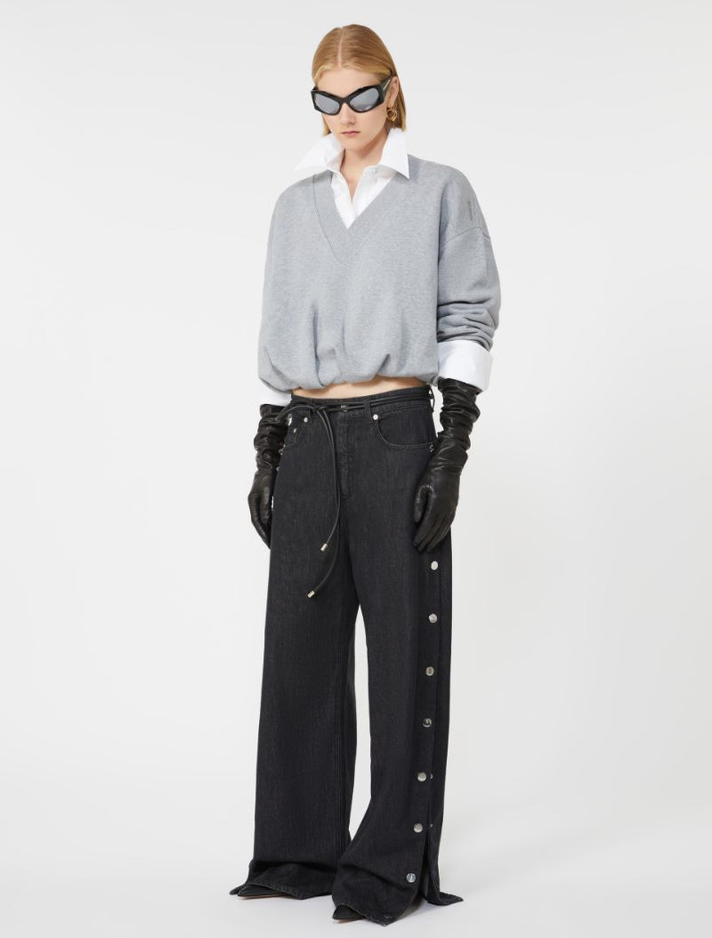 Sportmax V-neck crop sweatshirt - MEDIUM GREY outlook