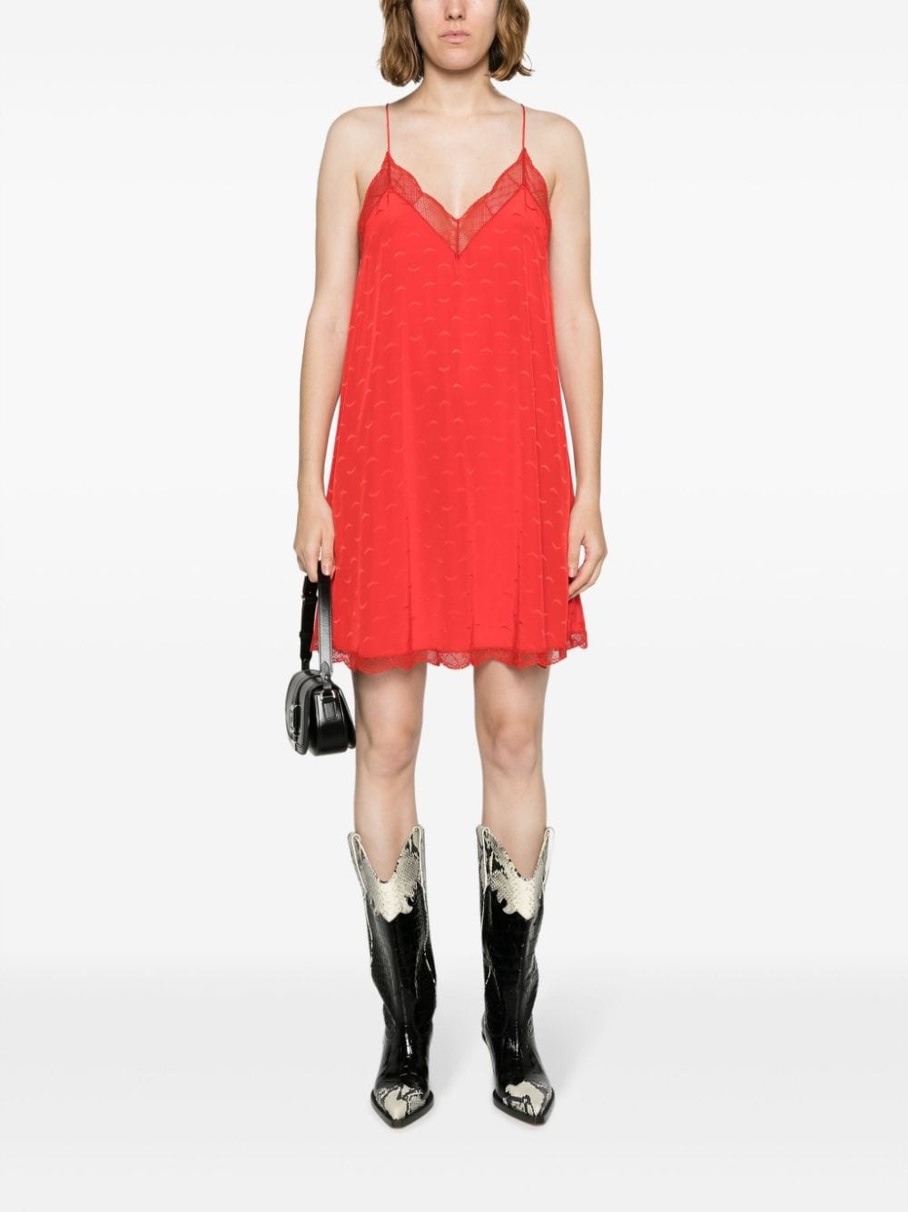 Christy Jac wings-motif lace-trim silk dress - 2
