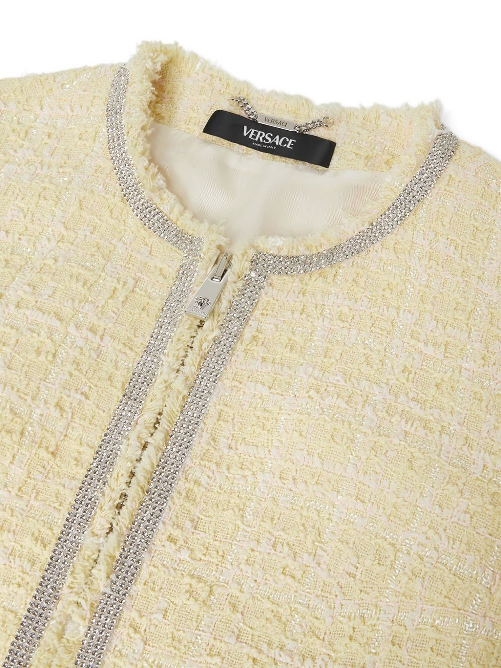crystal-embellished tweed jacket - 3