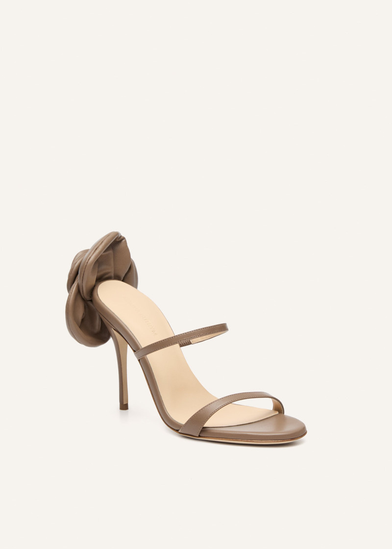 MAGDA BUTRYM Flower heel leather sandals in taupe outlook