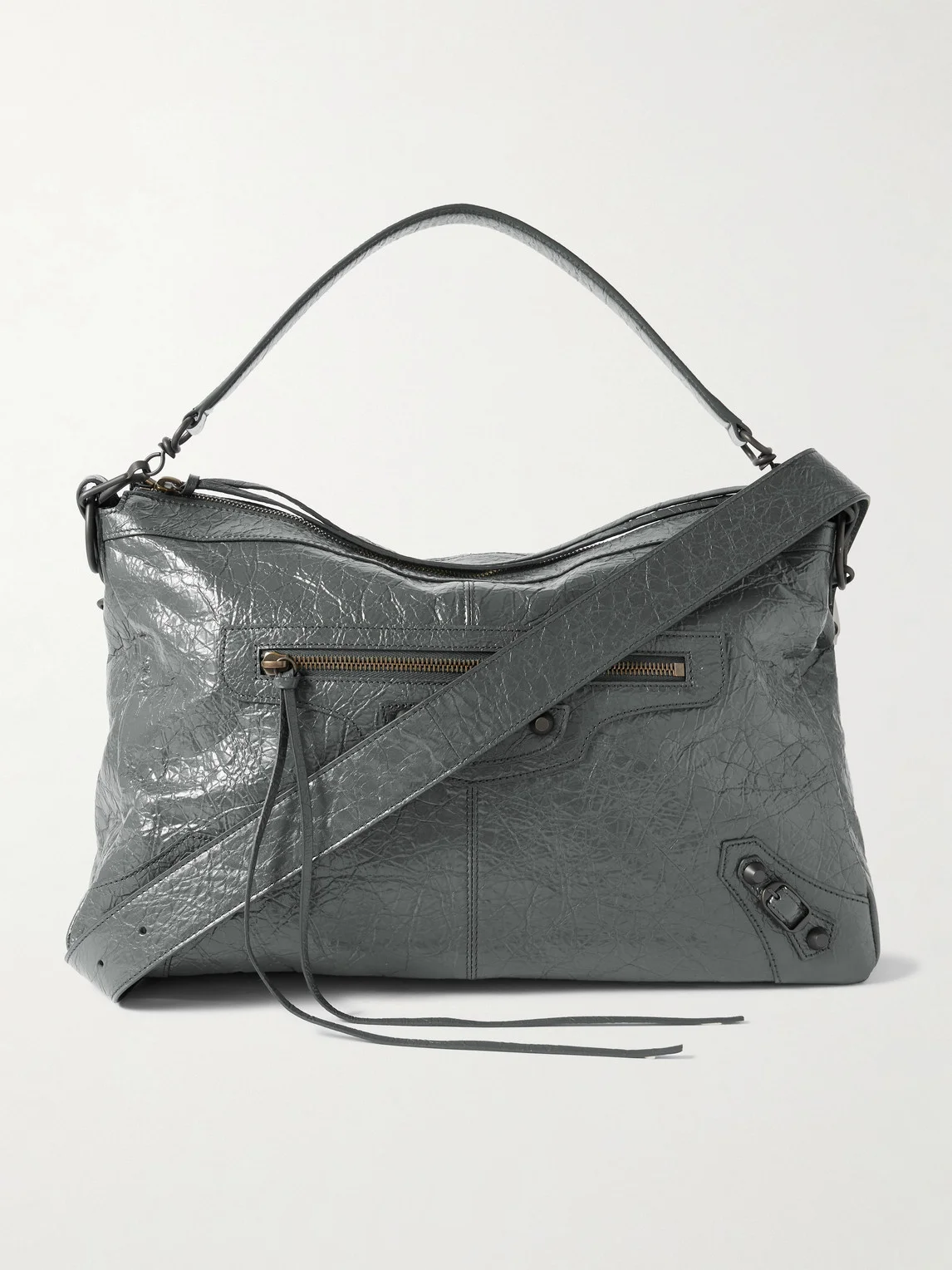 Le City Moto Medium Embellished Crinkled-Leather Messenger Bag - 1