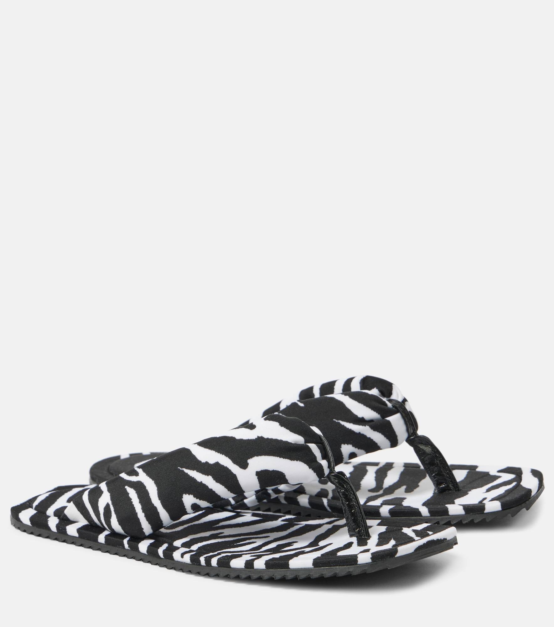 Indie zebra-print satin thong sandals - 1