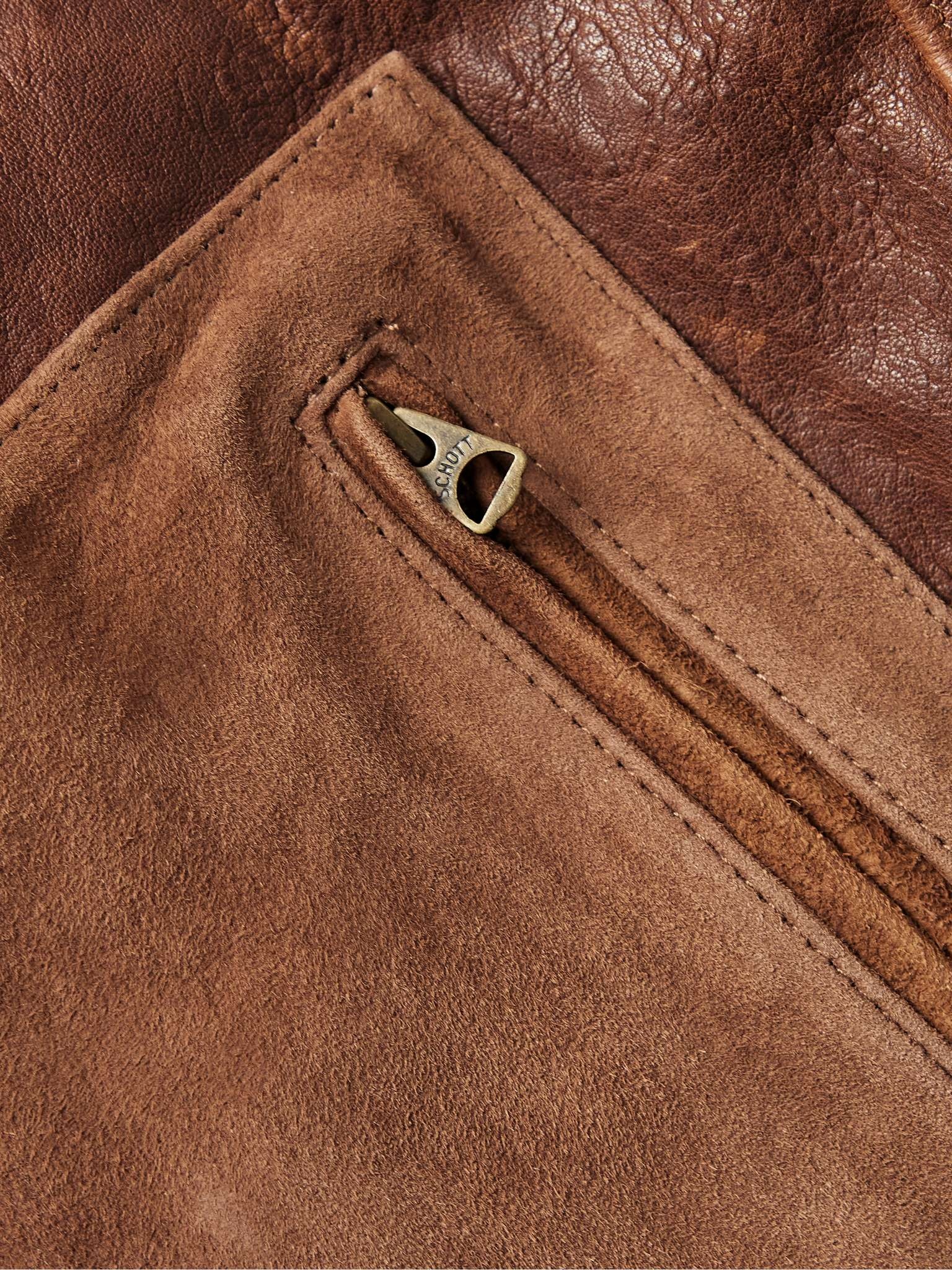 Suede-Trimmed Full-Grain Leather Jacket - 3