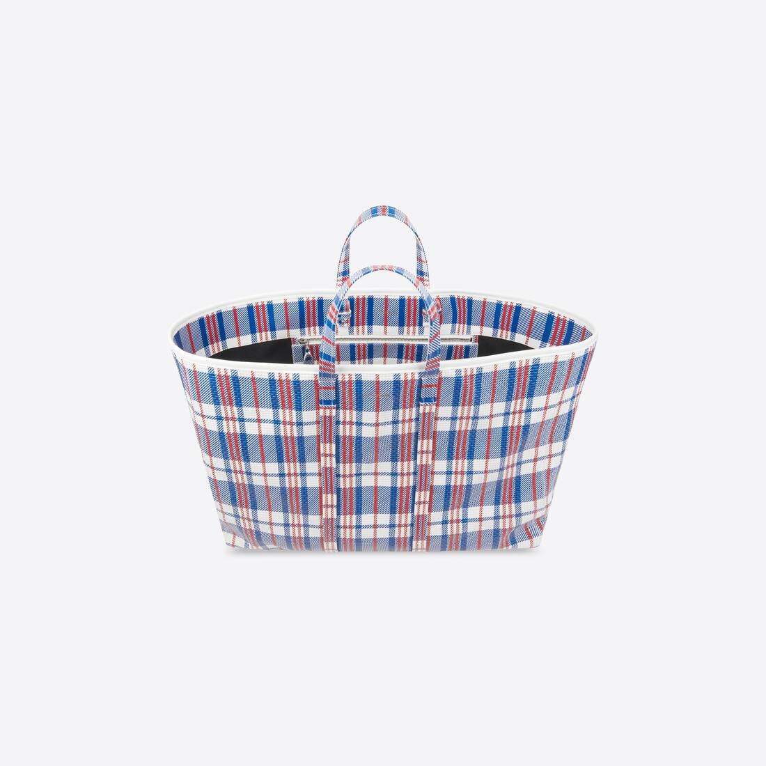 Barbes Large East-west Shopper Bag Check Printed in Blue - 5