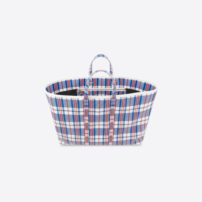 Barbes Large East-west Shopper Bag Check Printed in Blue 5