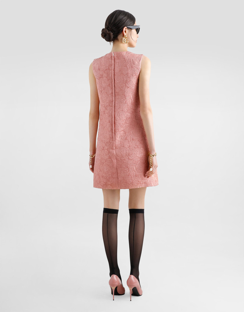 A-line floral matelassé jacquard short dress 3