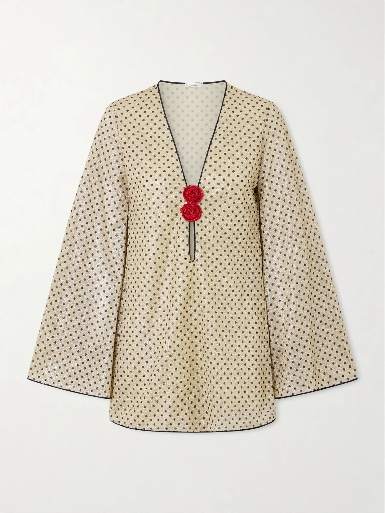 Lumière Appliquéd Polka-dot Lurex Mini Dress - 1