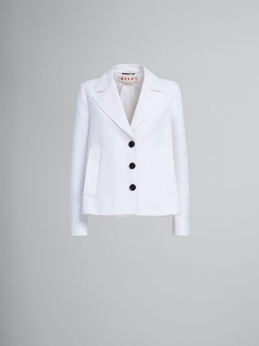 WHITE A-LINE CADY JACKET WITH BACK PLEAT - 1