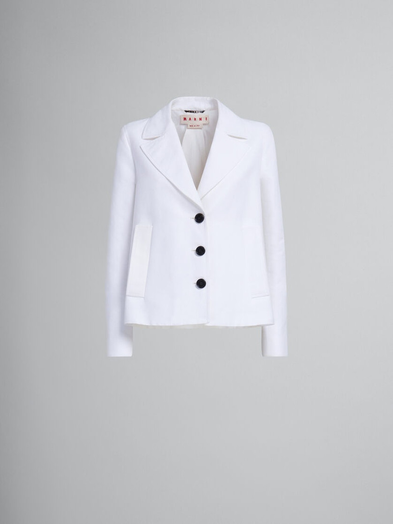 WHITE A-LINE CADY JACKET WITH BACK PLEAT 1