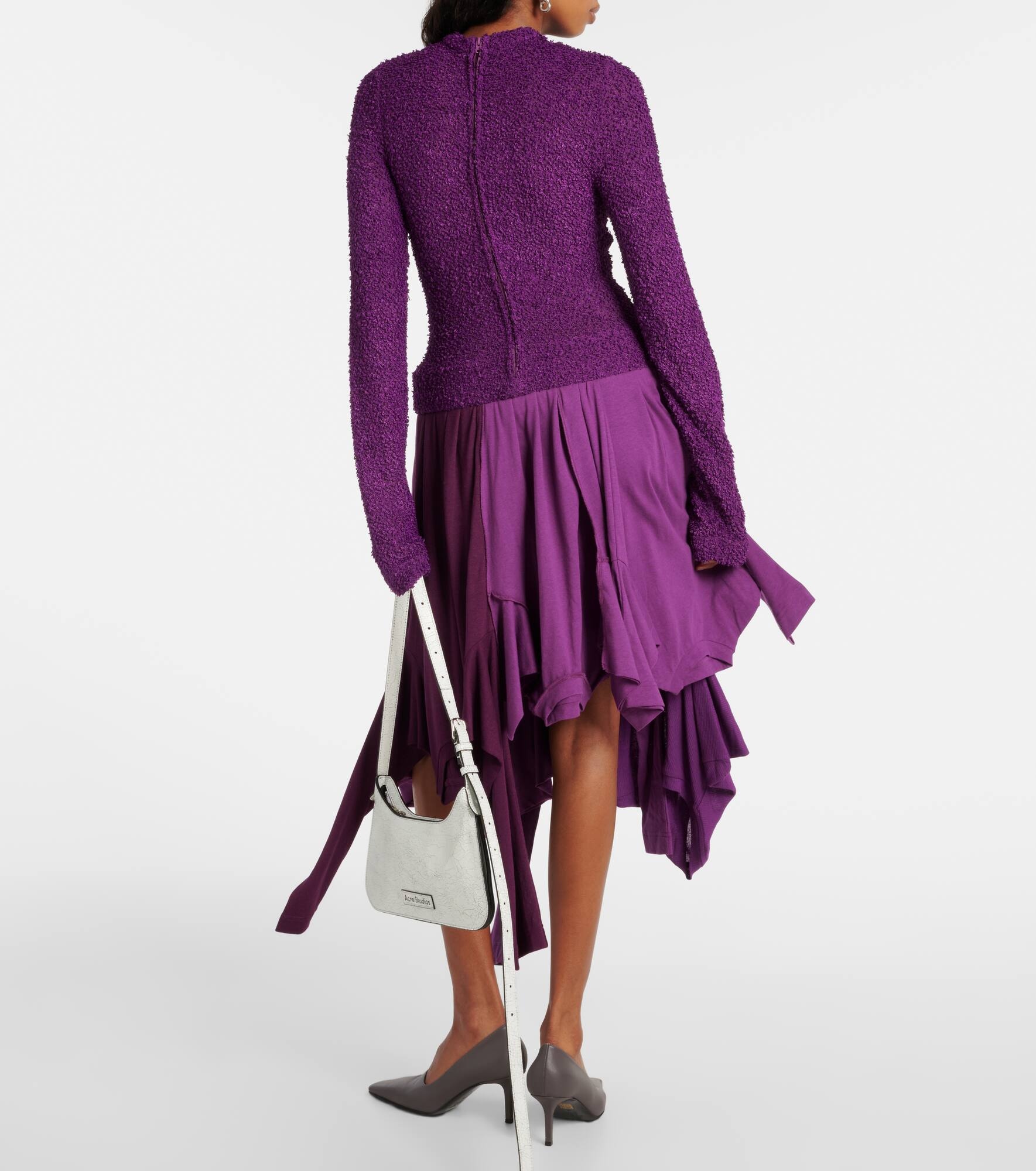 Damage pleated cotton midi dress - 3