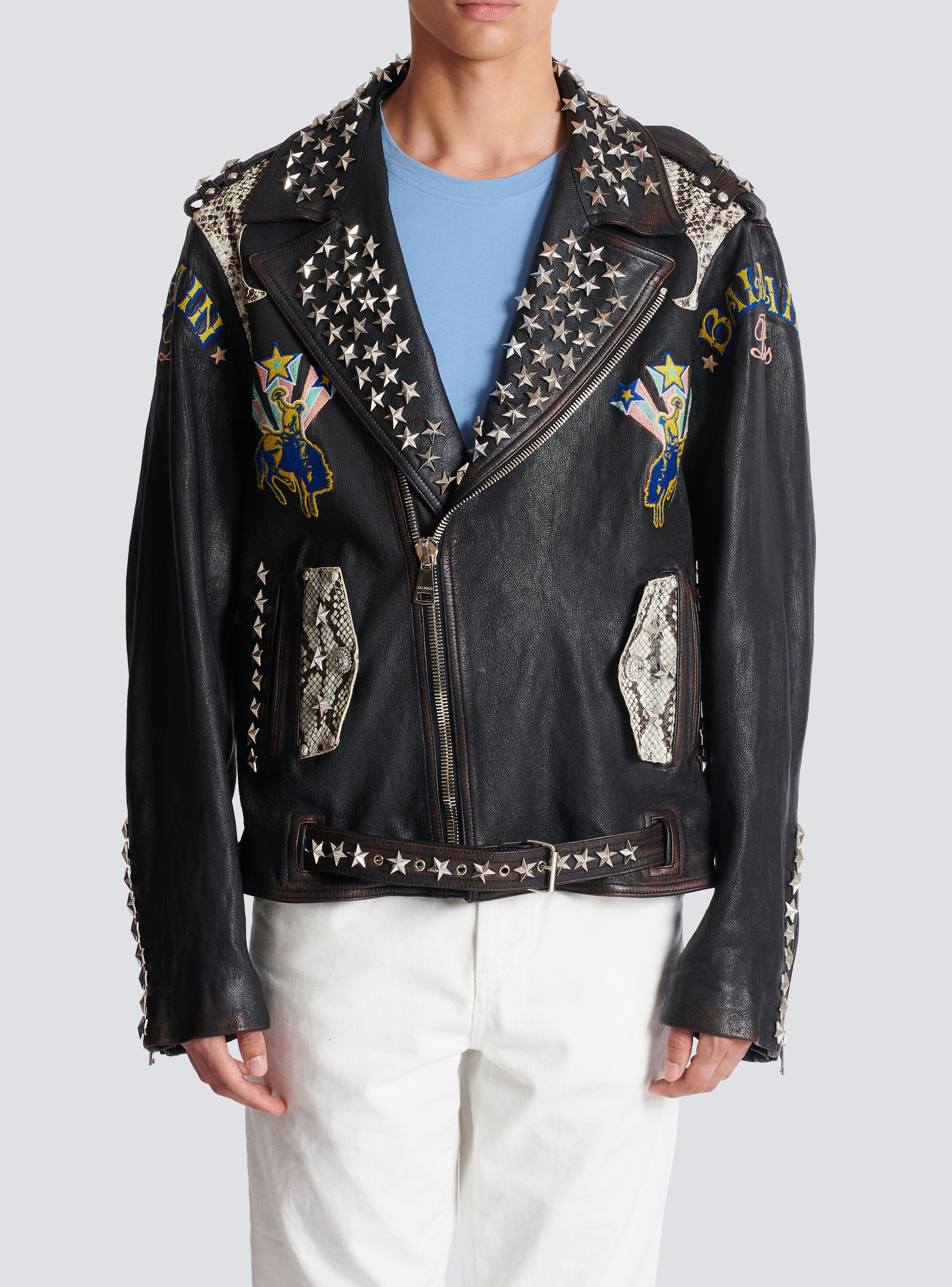 Balmain Western leather biker jacket - 5