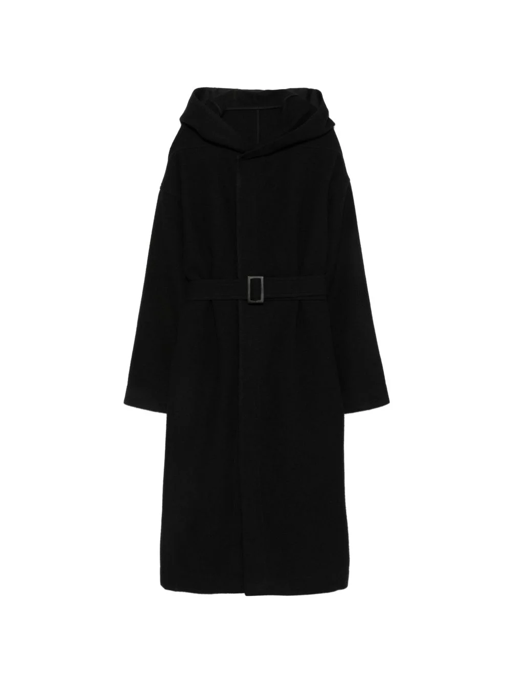 belted hooded coat - 1