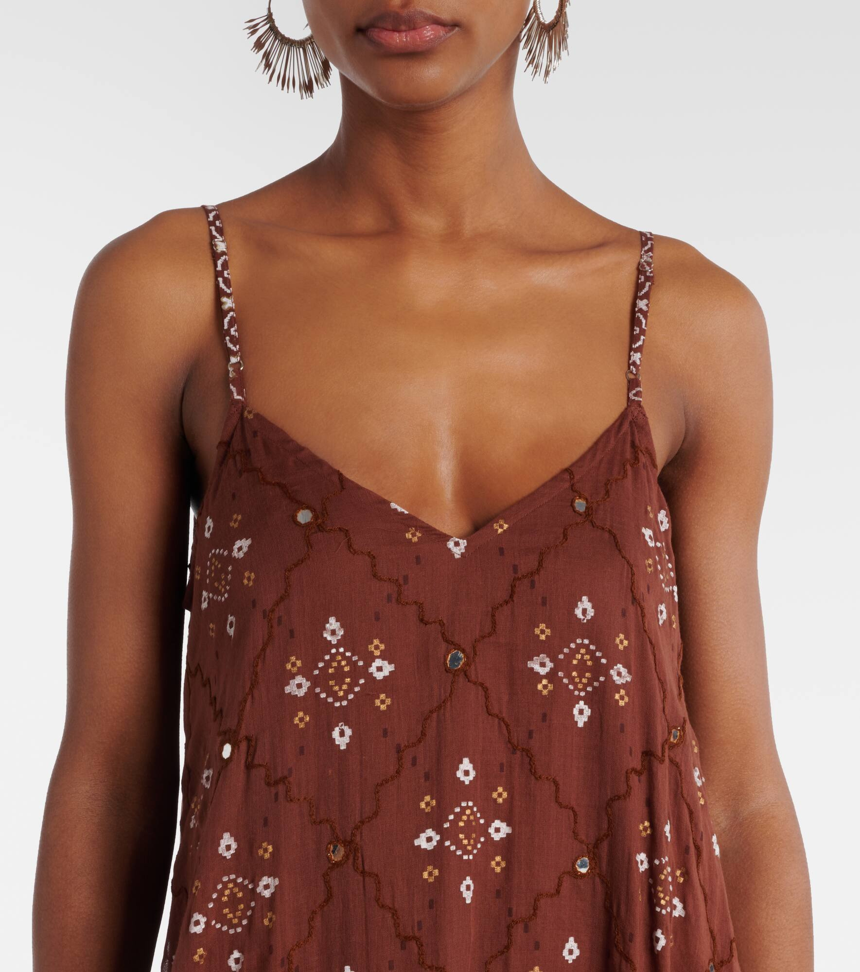 Printed cotton slip dress - 4