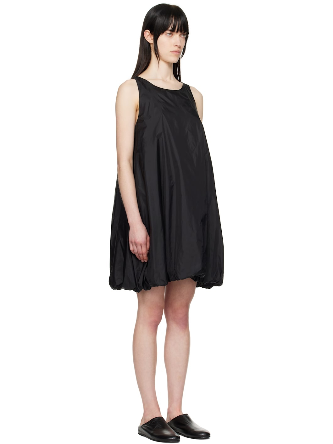 Black Nylon Volume Minidress - 2