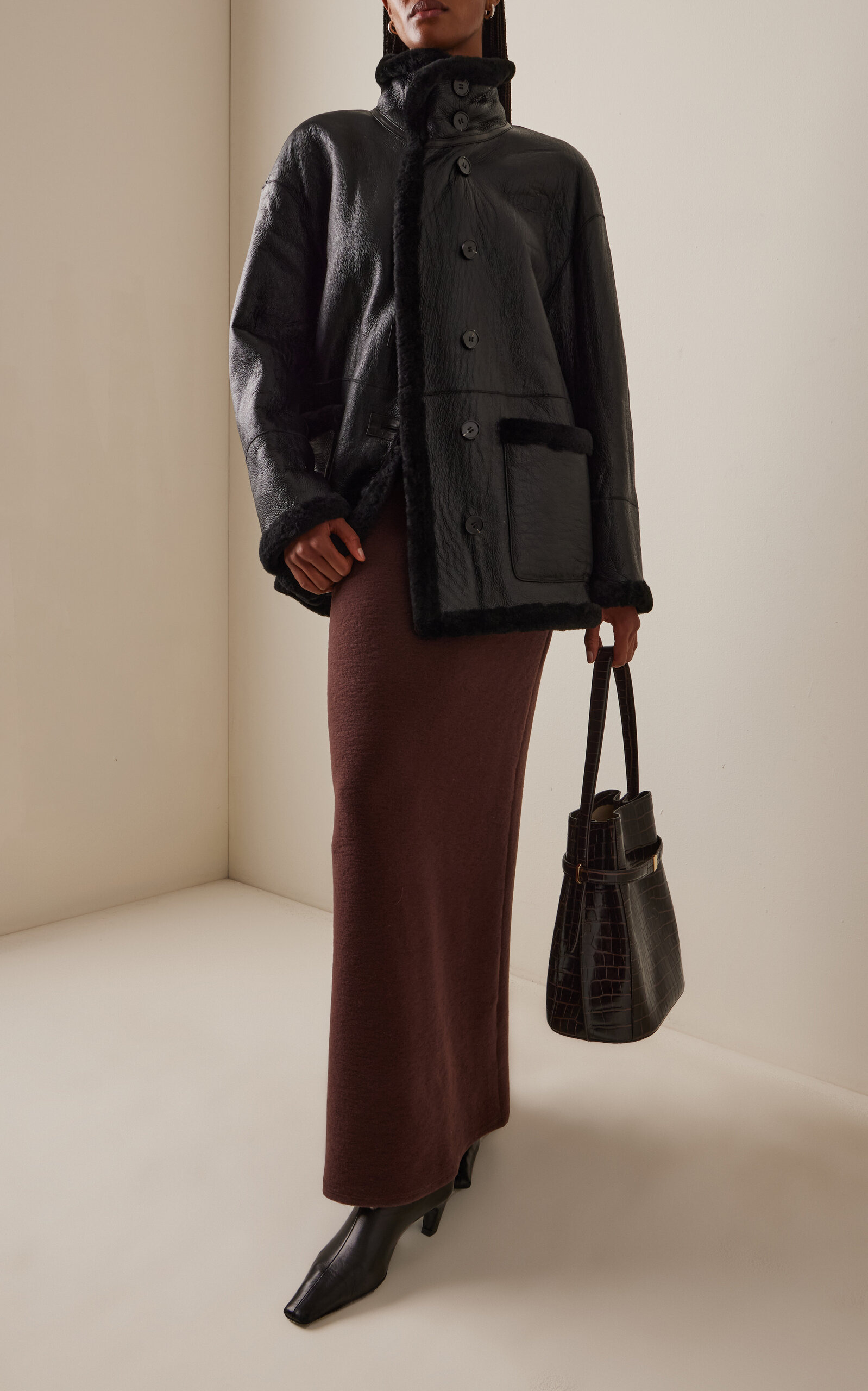 Heather Reversible Shearling Jacket black - 3