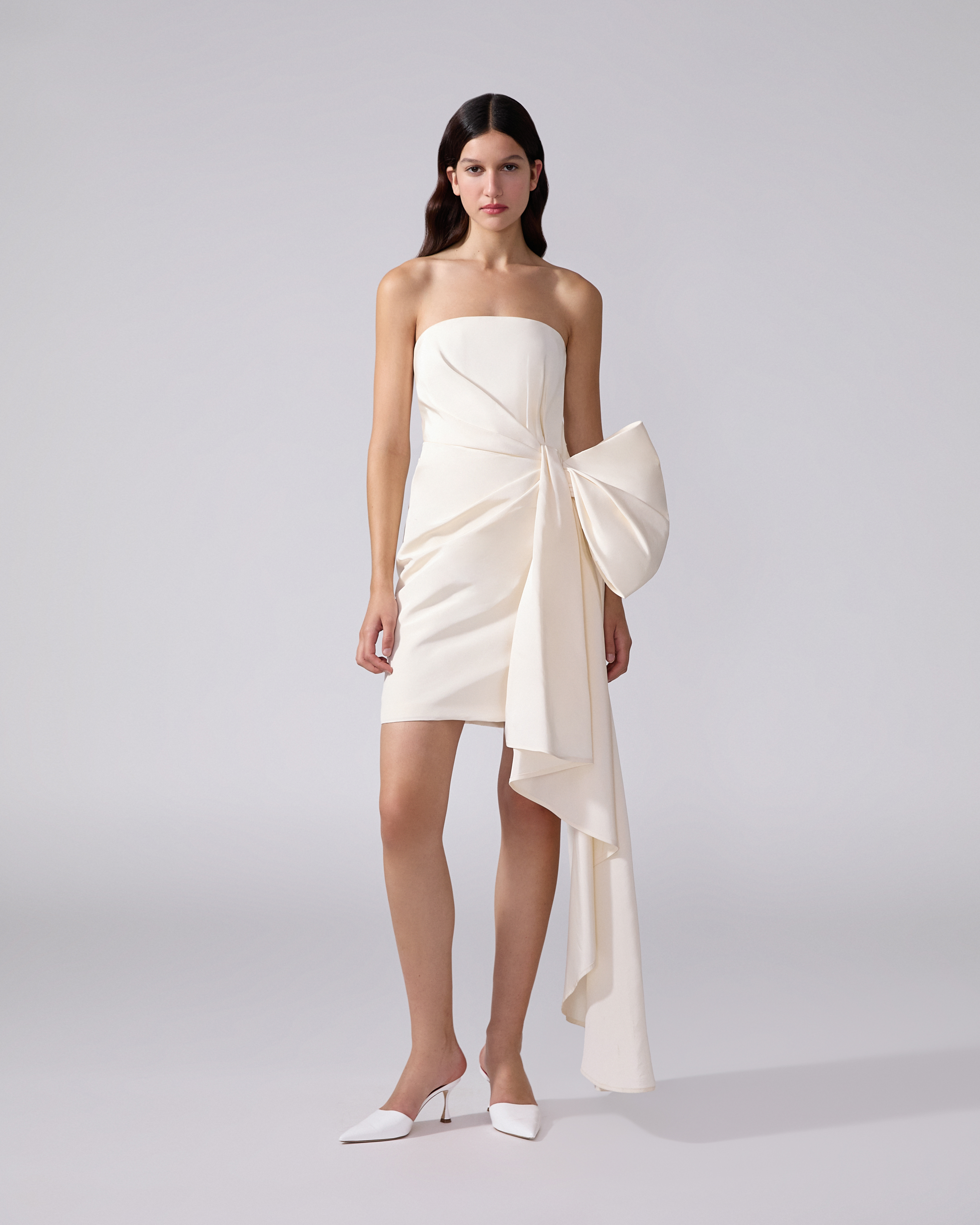 Strapless Mini Dress With Side Drape - 2
