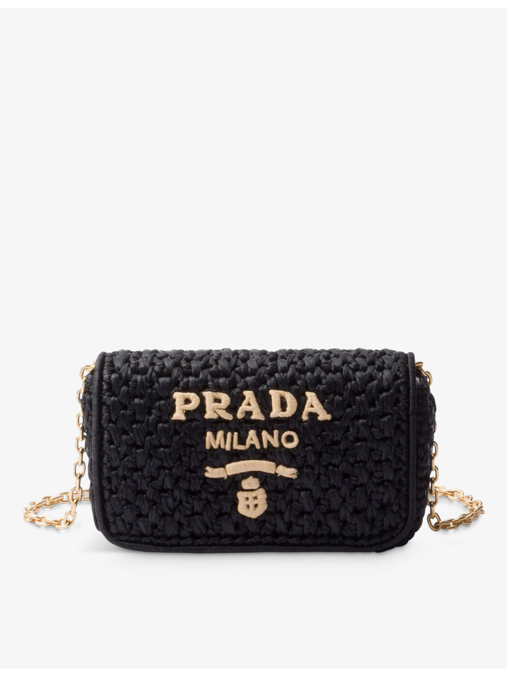 Logo-plaque raffia-effect woven shoulder bag - 3
