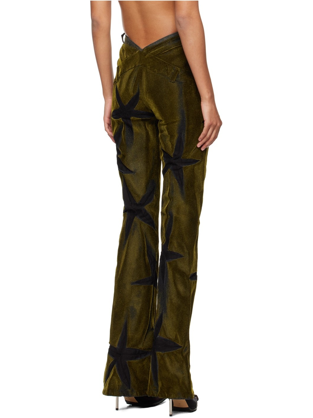 Khaki & Black V-Shape Flocked Jeans - 3