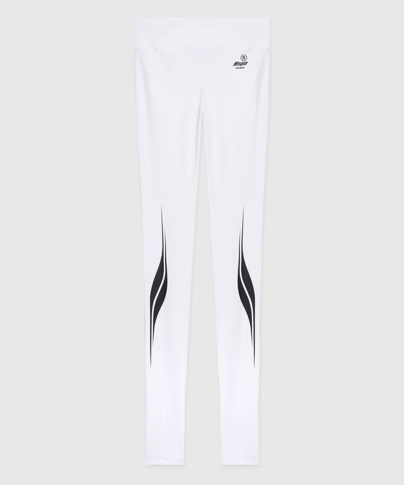 White Lycra leggings with MSGM Race print 1