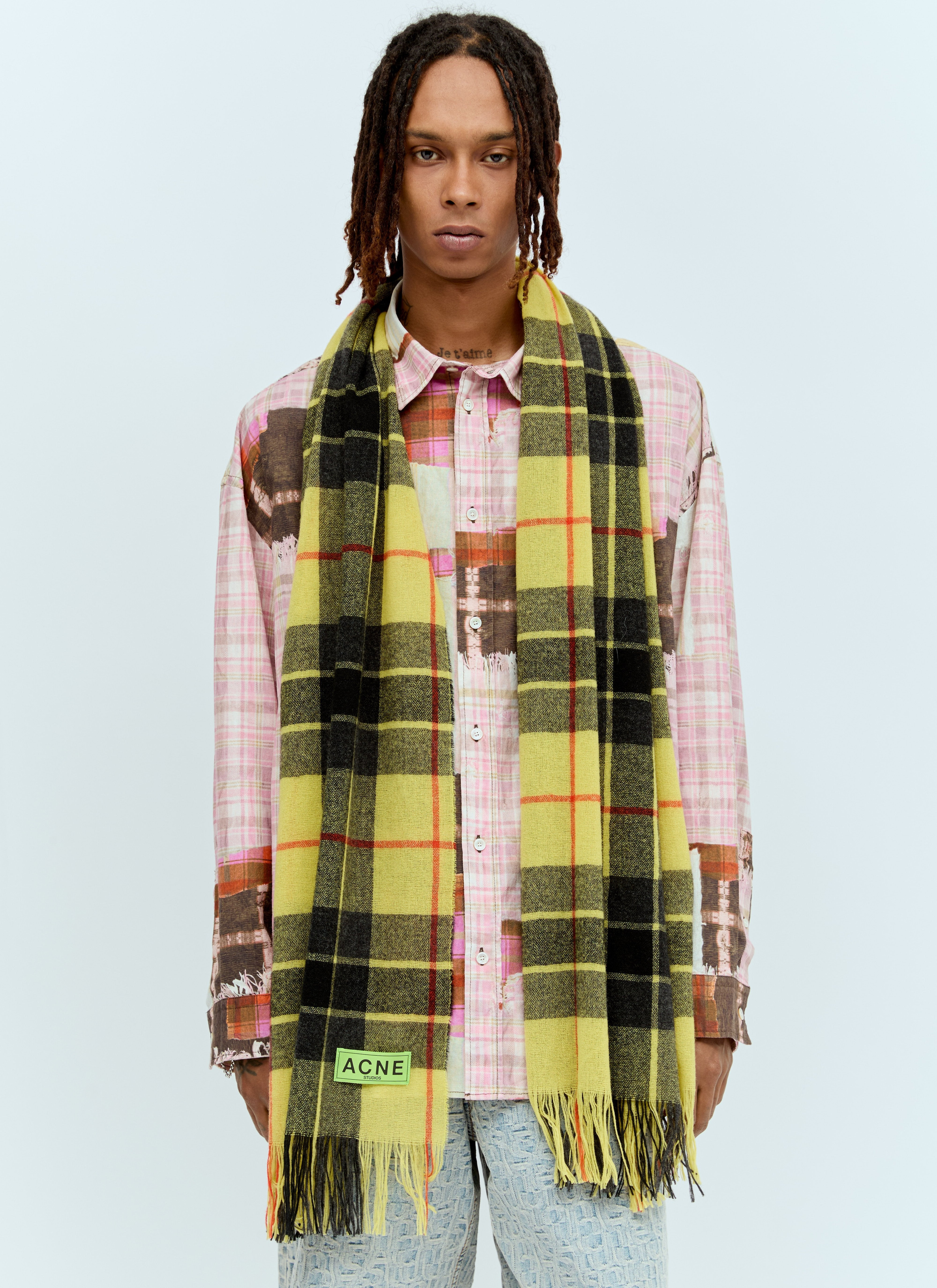 Acne Studios Men Check Fringe Scarf - 4