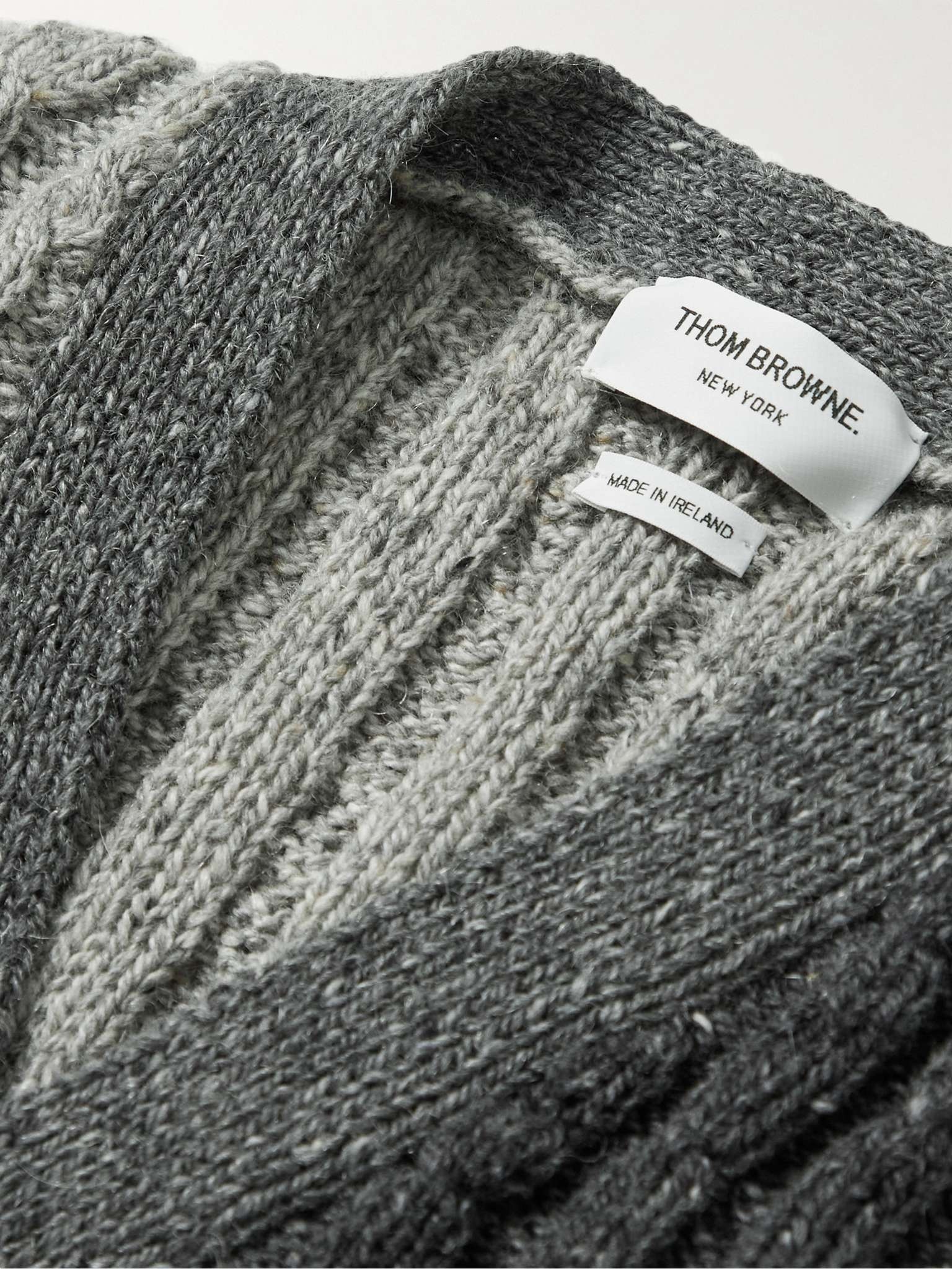 Stripe-Trimmed Cable-Knit Wool and Mohair-Blend Cardigan - 5