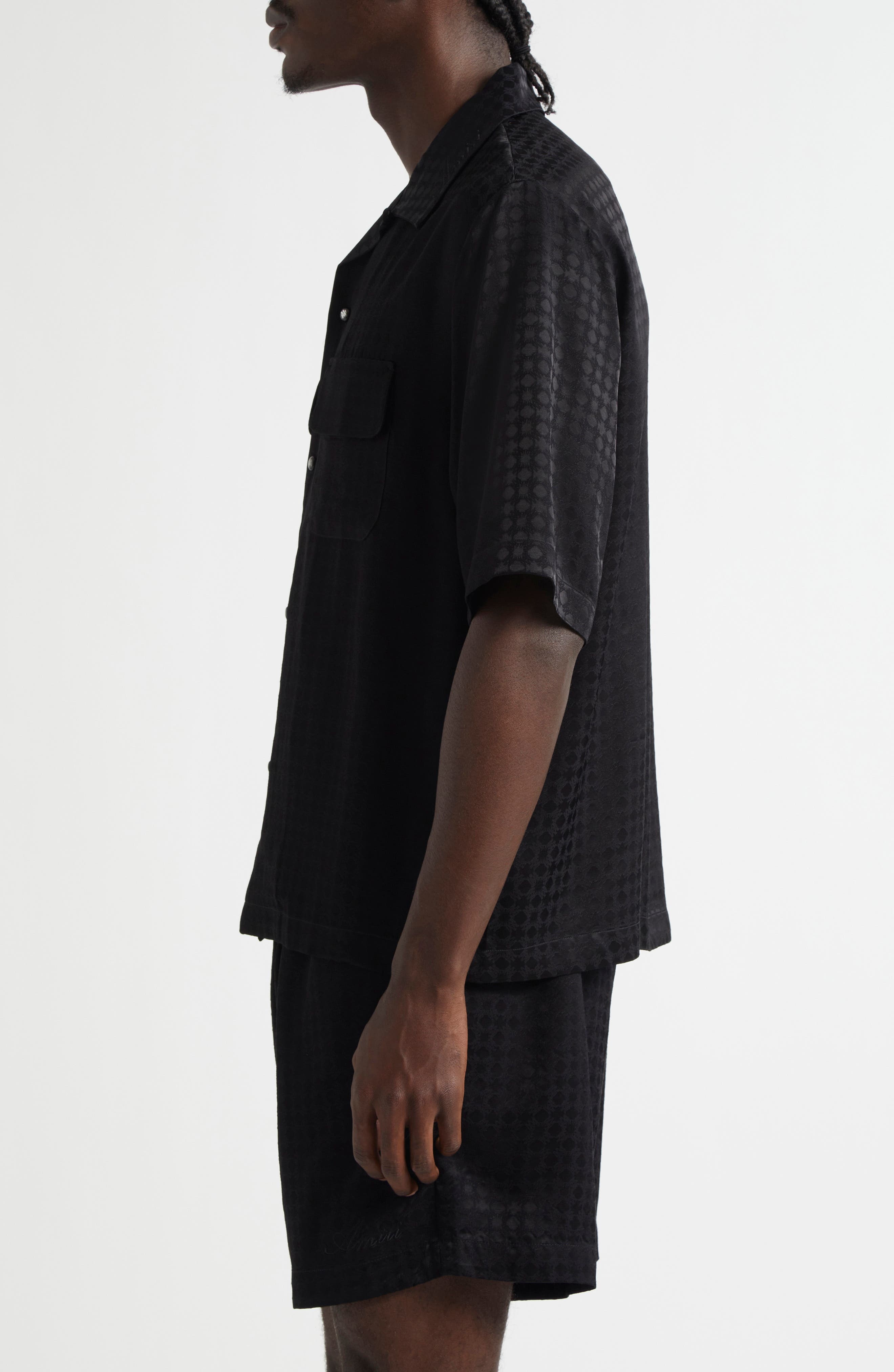 AMIRI MA Quad Jacquard Camp Shirt in Black at Nordstrom - 4