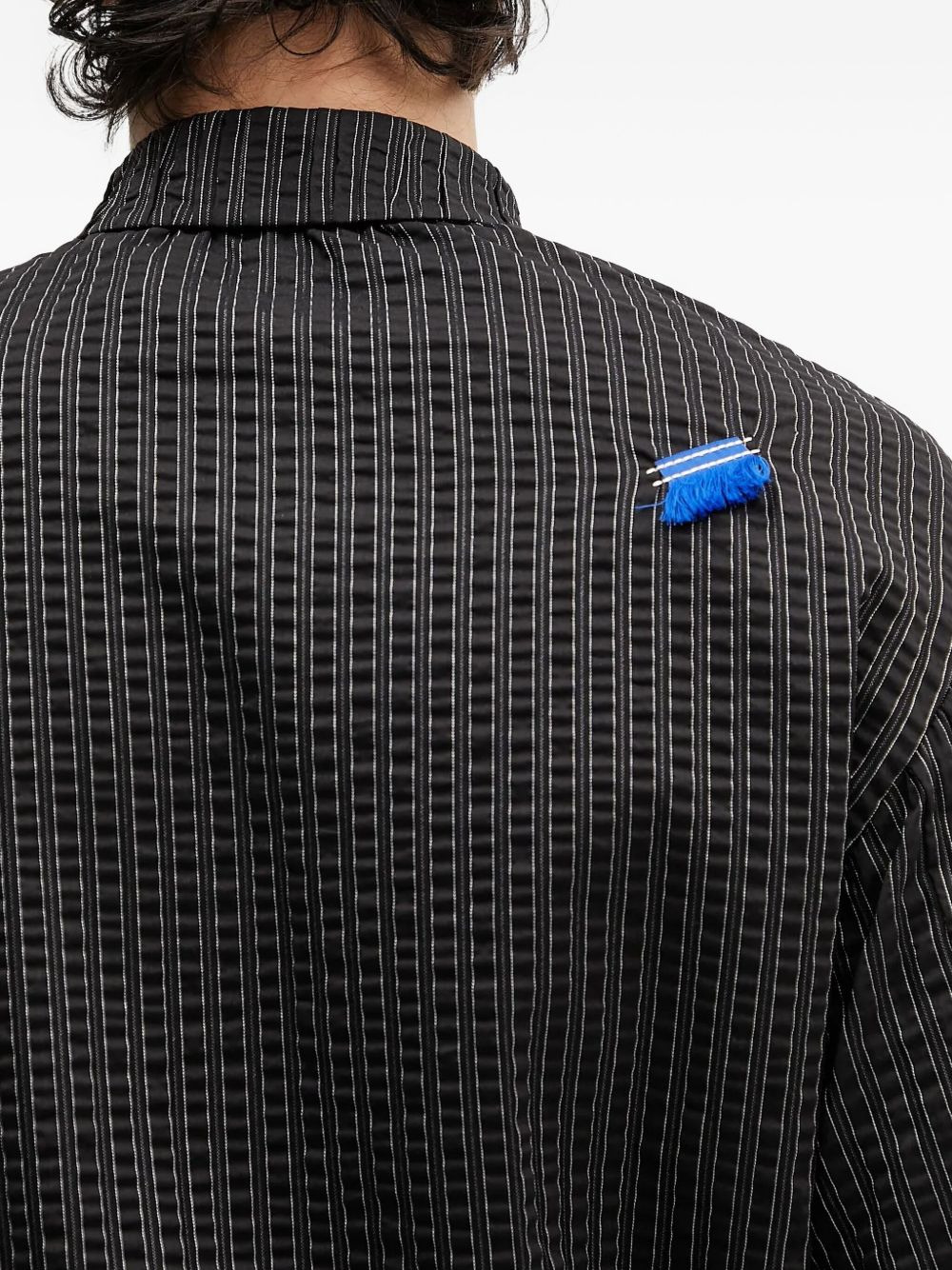 striped-pattern gathered shirt - 4
