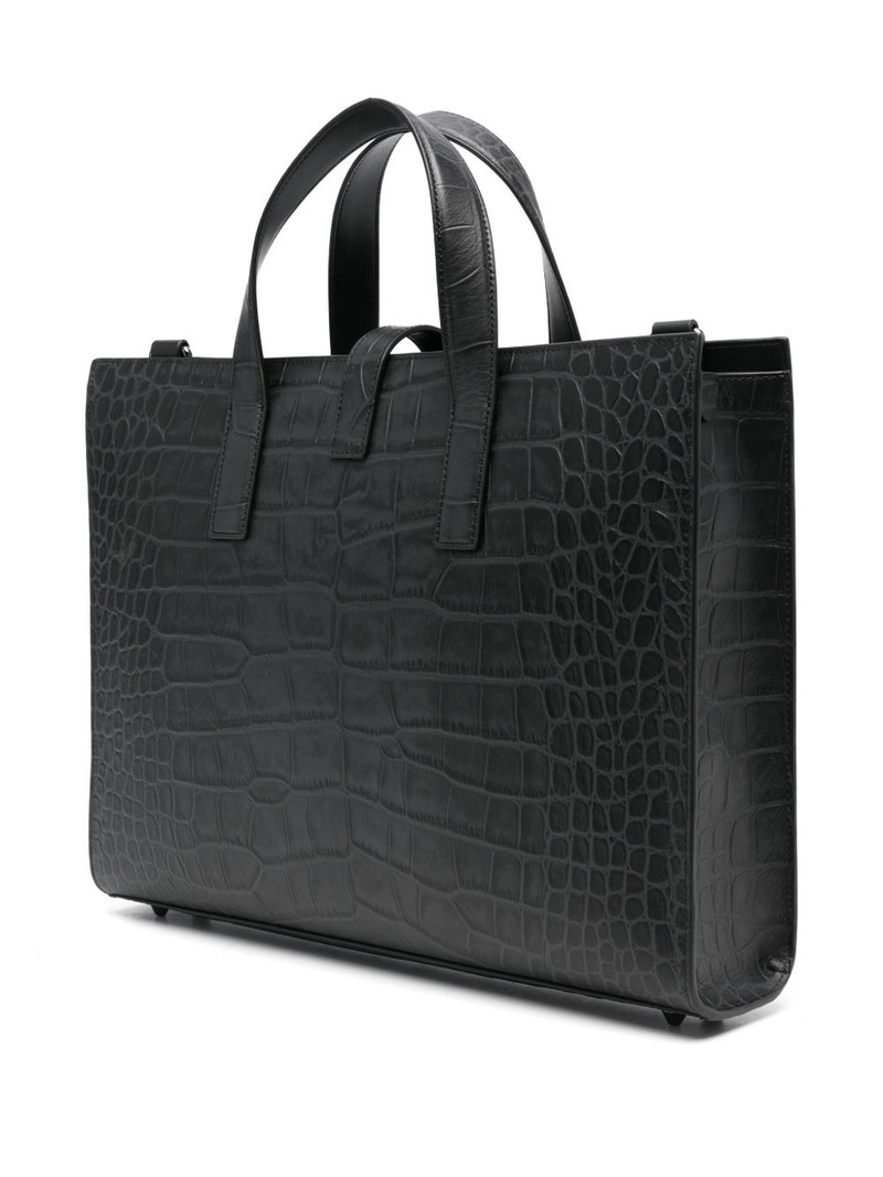 crocodile-embossed buckle tote bag 3