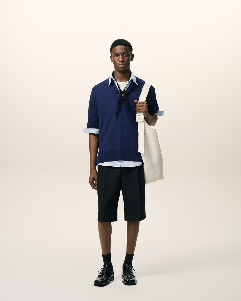 AMI Paris BLUE THIN WOOL SHORT SLEEVES AMI DE COEUR POLO outlook