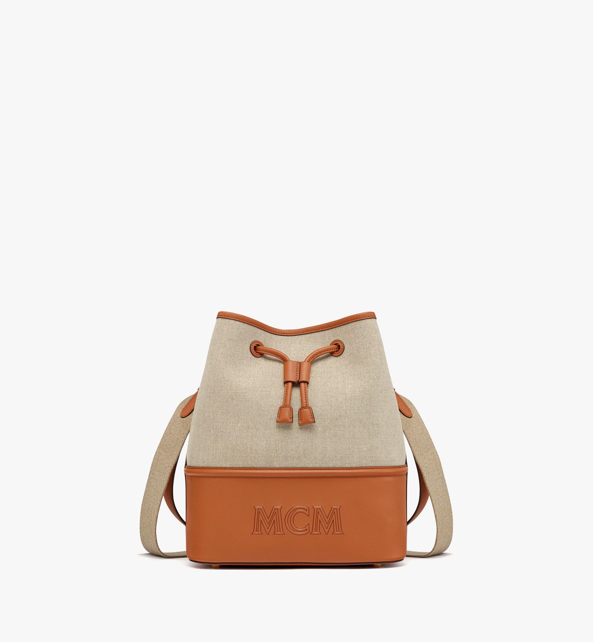 MCM Aren Drawstring Bag in Linen Leather Mix | REVERSIBLE