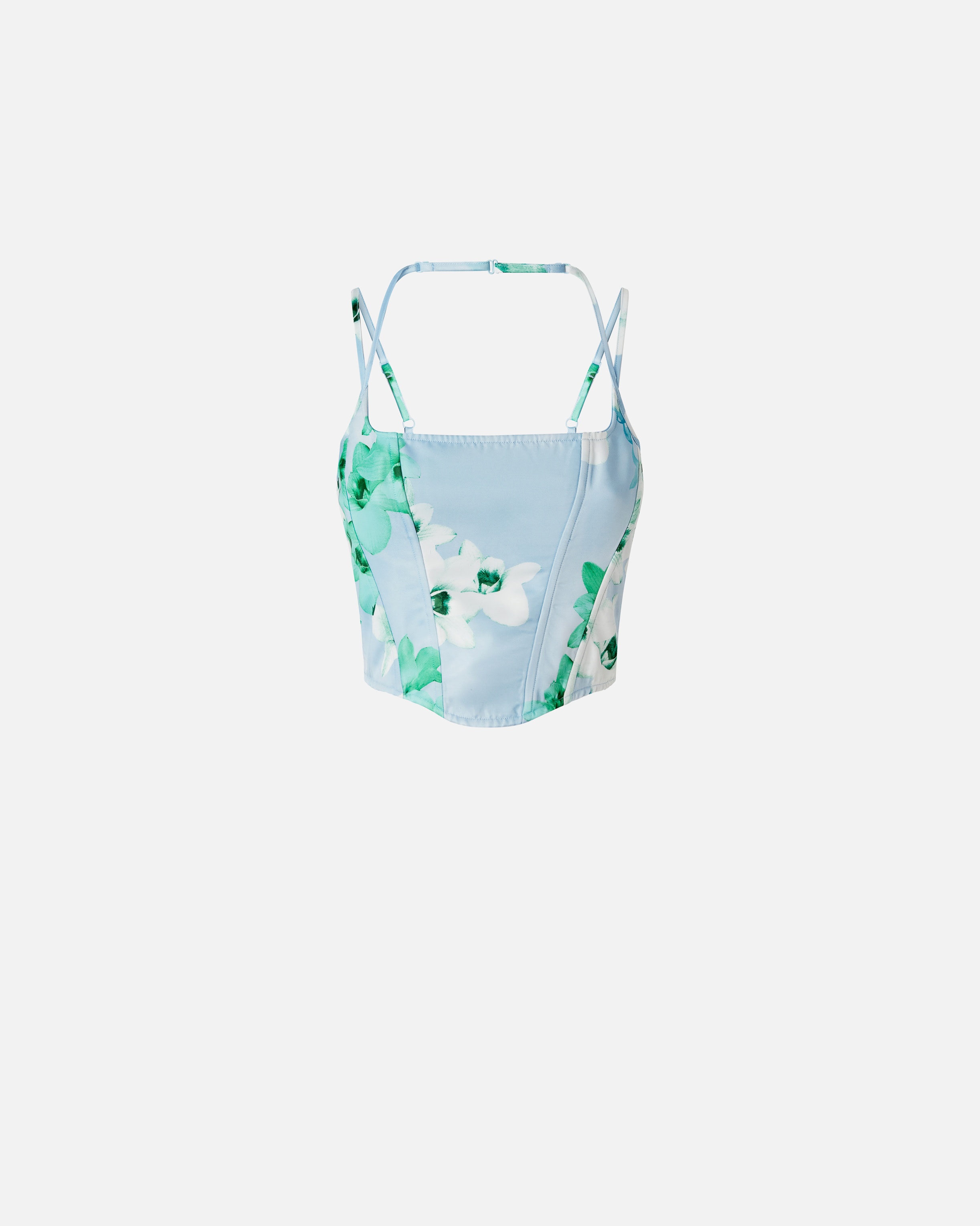 SLEEVELESS FLORAL BUSTIER TOP - 1