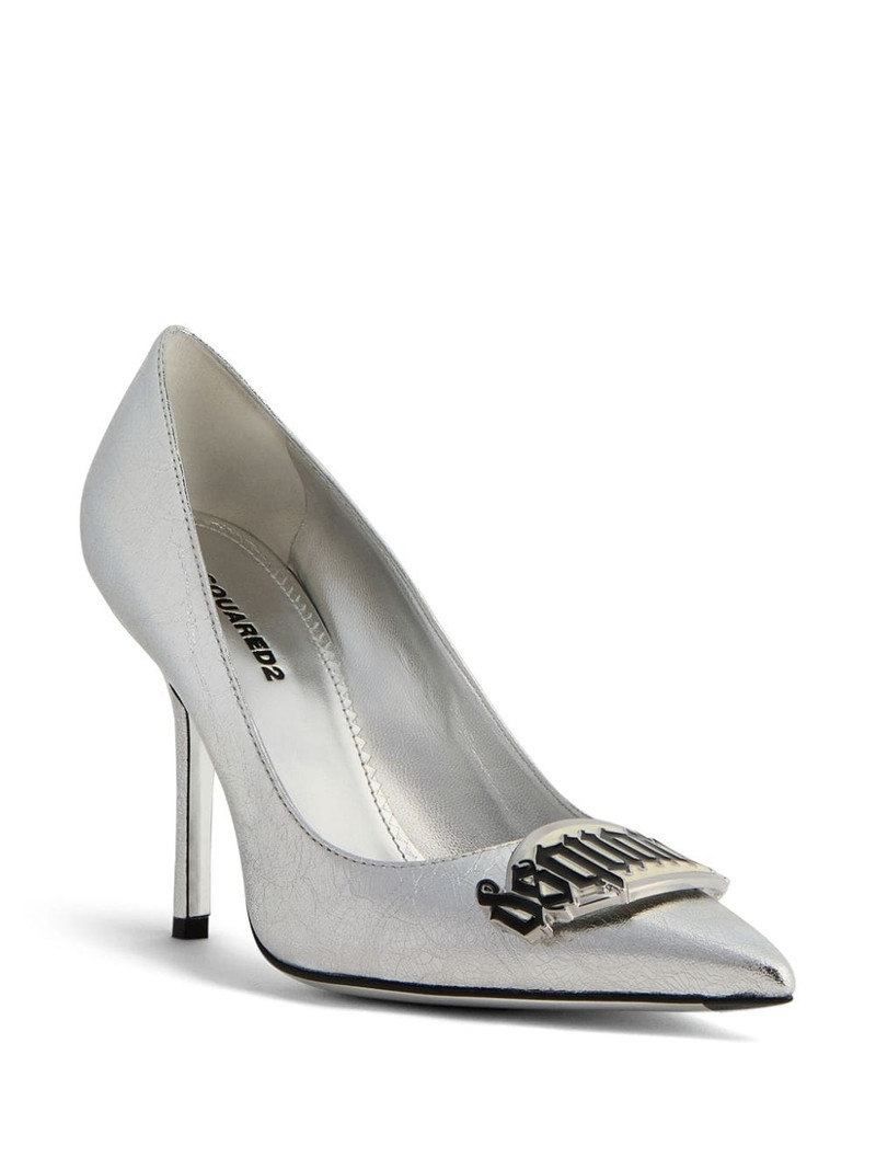 DSQUARED2 100mm logo-plaque leather pumps outlook