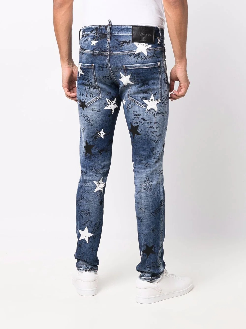 slogan-print slim-fit jeans - 4