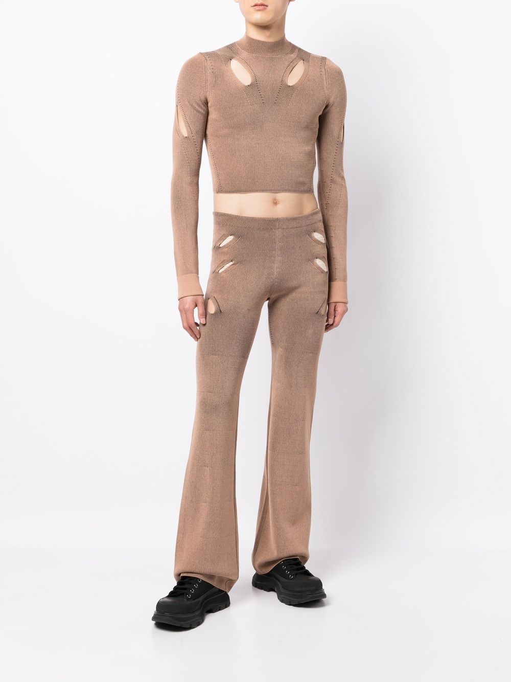 flared cut-out detail trousers - 3