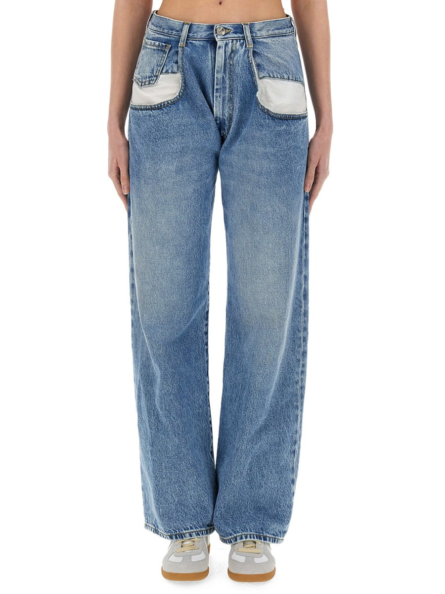 JEANS STRAIGHT FIT IN DENIM DI COTONE STONE WASHED - 1
