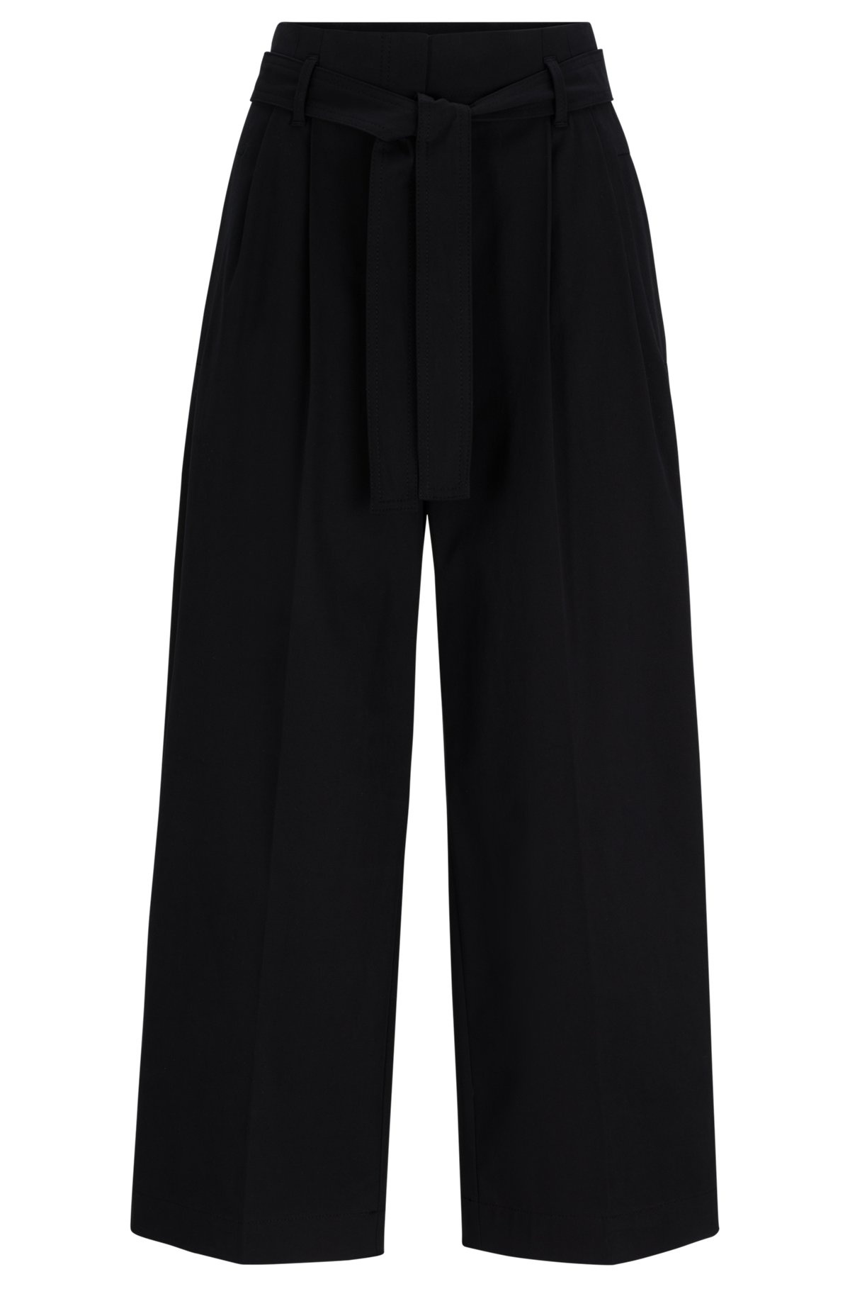 TAPERED-FIT WIDE-LEG TROUSERS WITH FABRIC BELT - 1