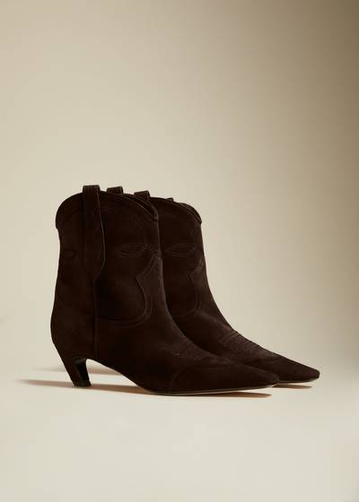 KHAITE The Dallas Ankle Boot in Coffee Suede outlook
